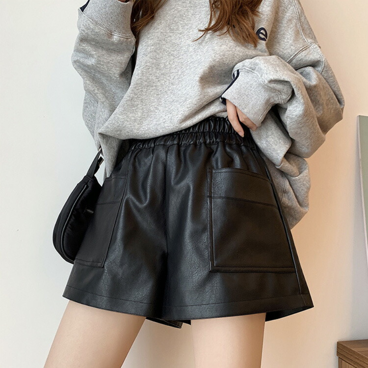 楽天市場】レザーパンツ レディース パンツ ショート丈 ショートパンツ