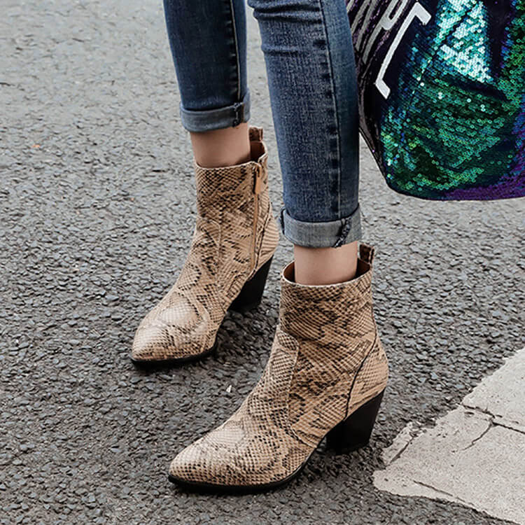 楽天市場】ショートブーツ パイソン レディース 蛇柄 ブーツ チャン