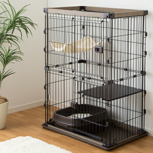 楽天市場】ウッディキャットケージ 2段 ブラウン 2段 DCM : DCM