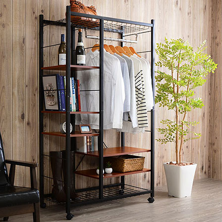 楽天市場】お洒落 デザイン ハンガーラック 幅93cm BR 00-035-br