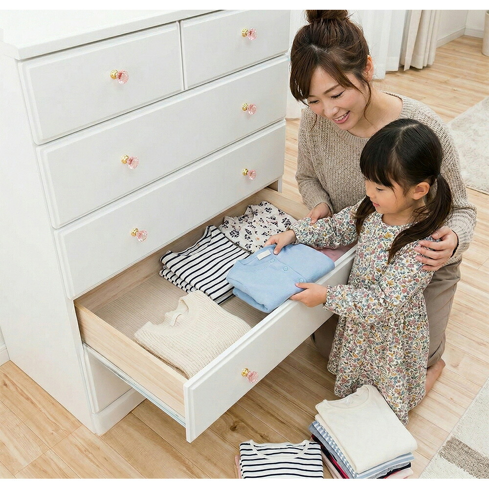 楽天市場】ピンキー | 姫系 チェスト 5段 完成品 幅75cm 家具 大容量