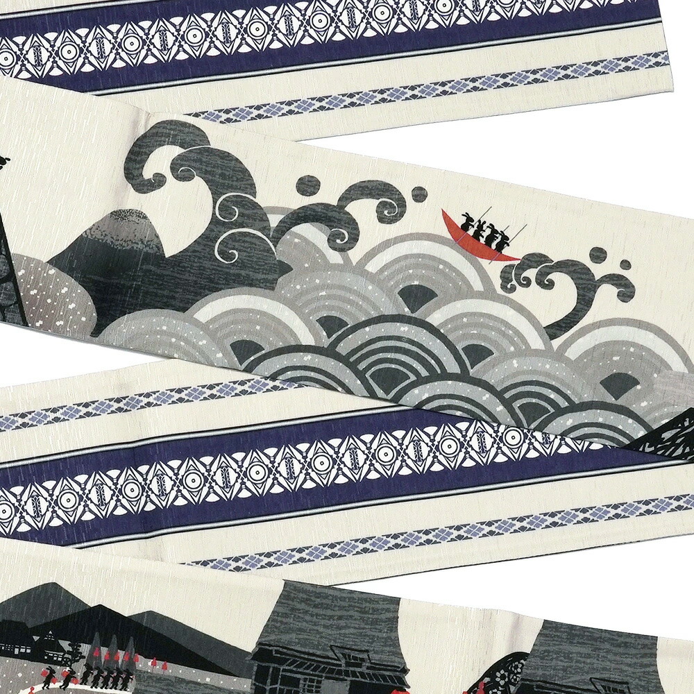 楽天市場】半幅帯 WAKKA いざお江戸!! うさぎ 赤 黒 グレー アニマル