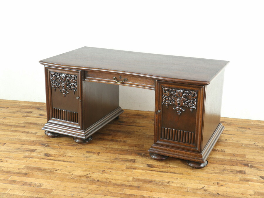 楽天市場】デスク アンティーク 本物アンティーク 両袖机 書斎机 書斎