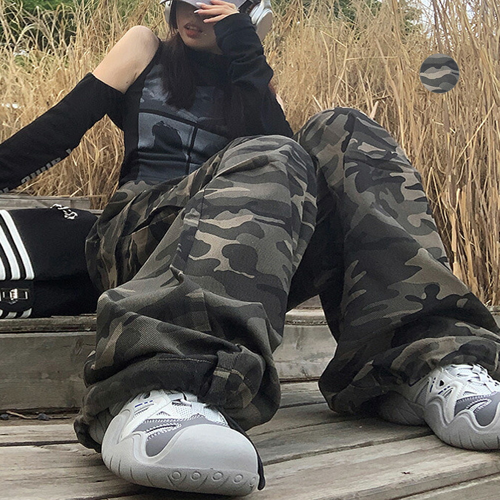 楽天市場】カーゴパンツ 迷彩 パンツ レディース ワイドパンツ ワイド