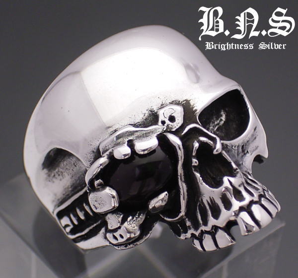 楽天市場】ストーンアイサイボーグスカルリング シルバー925,ガラス