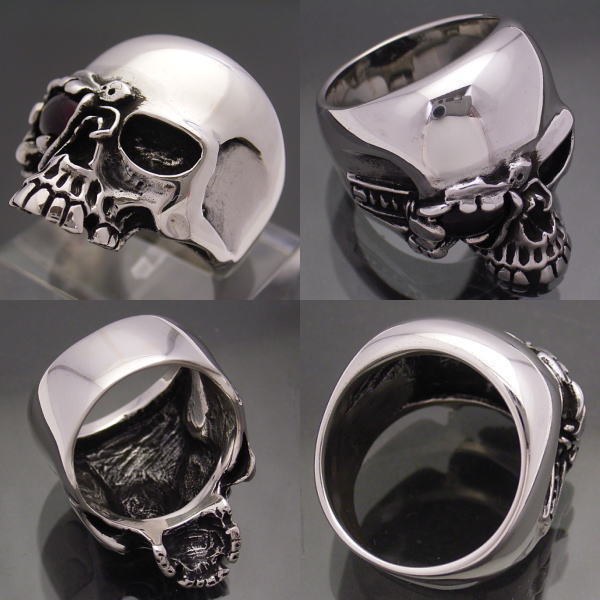 楽天市場】ストーンアイサイボーグスカルリング シルバー925,ガラス