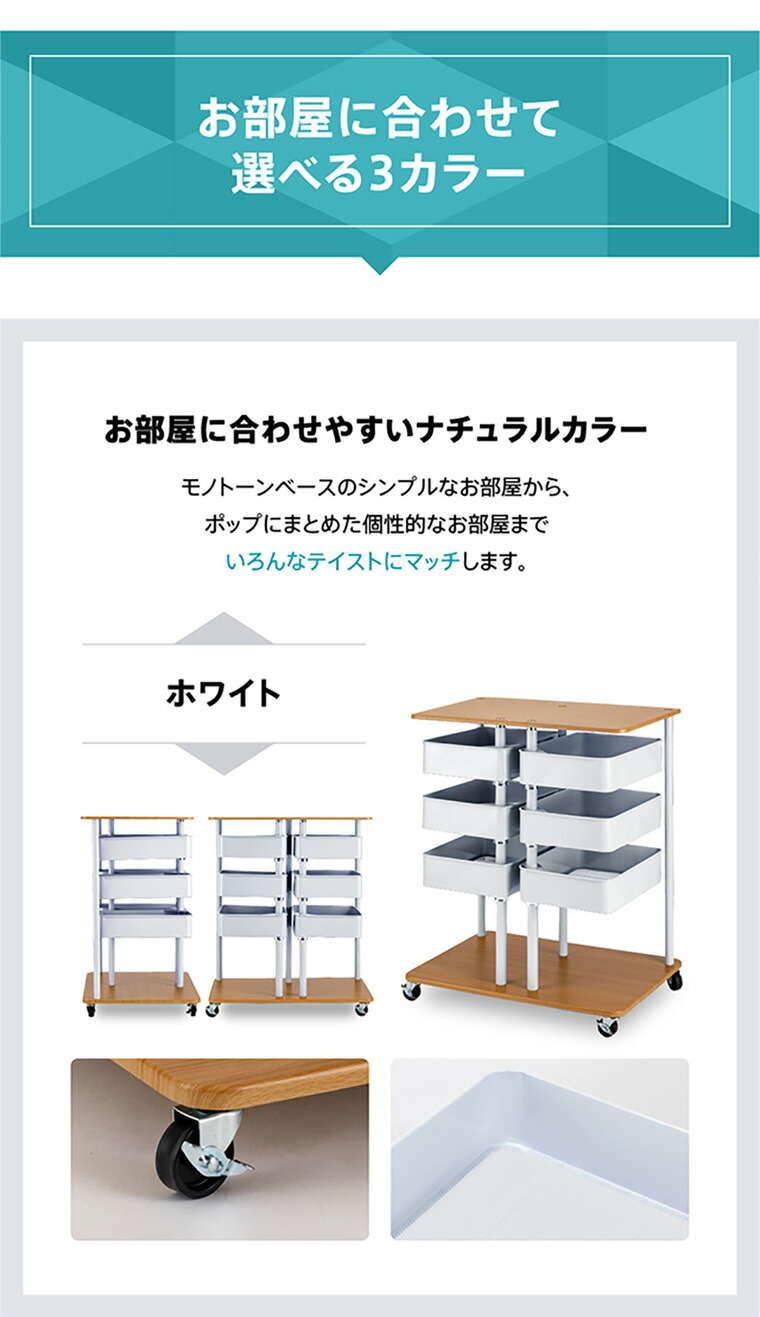 楽天市場】【回転する収納トレイが3段×2列】キッチン リビング ワゴン