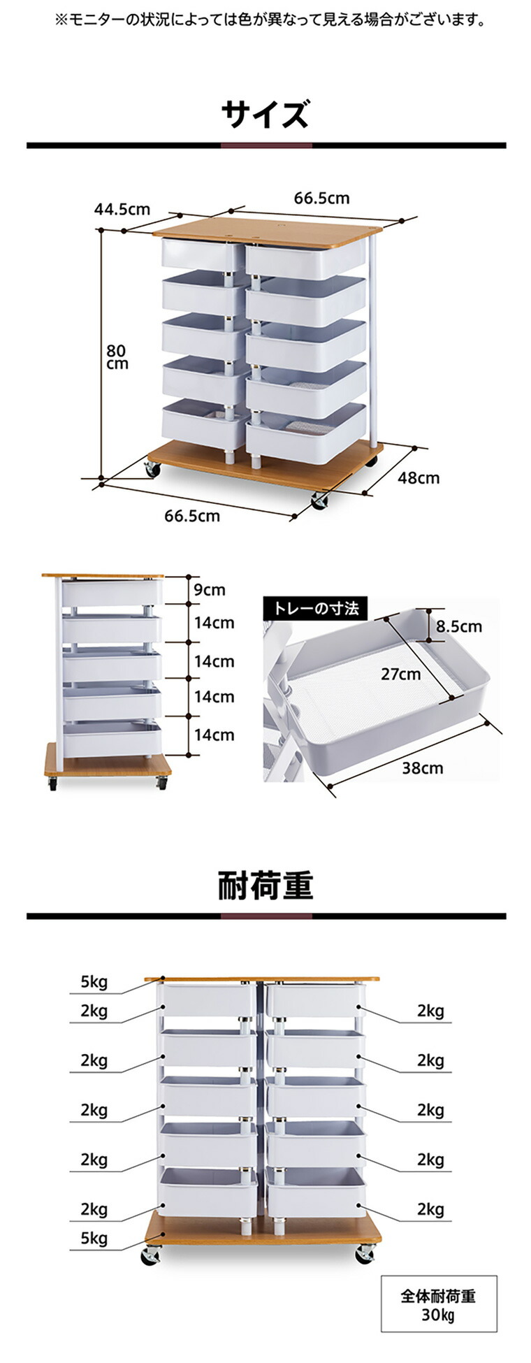 楽天市場】【回転する収納トレイが5段×2列】キッチン リビング ワゴン