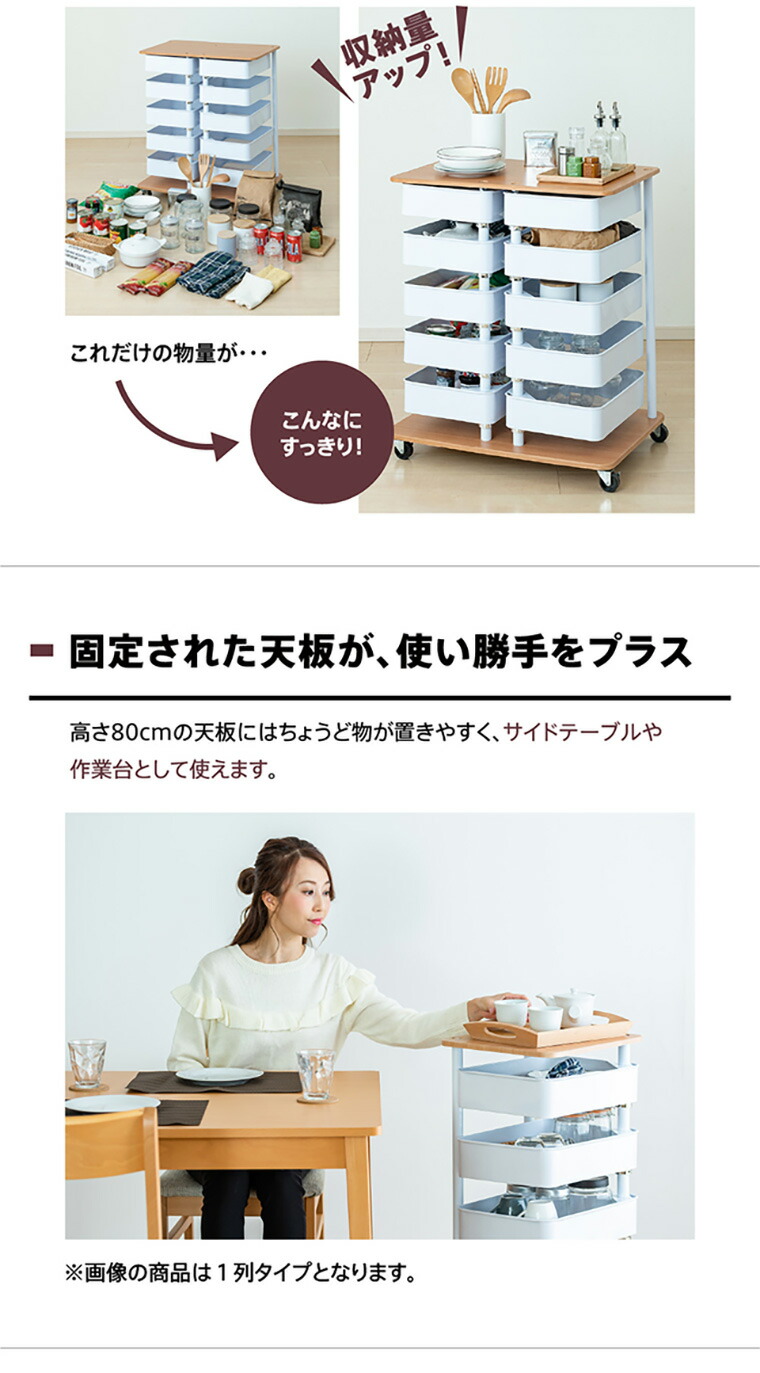 楽天市場】【回転する収納トレイが5段×2列】キッチン リビング ワゴン
