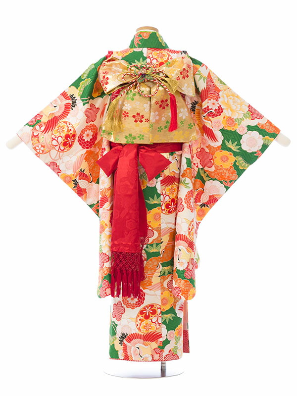 楽天市場】【レンタル】ブランド 式部浪漫 緑-鶴 七五三 7歳女の子