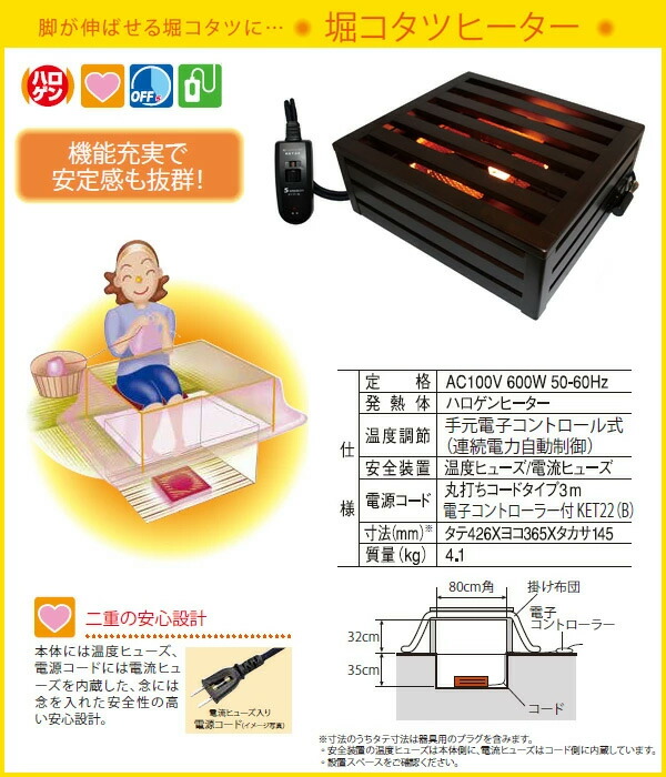 楽天市場】こたつ コード 堀りごたつ ヒーター 木枠タイプ 電子