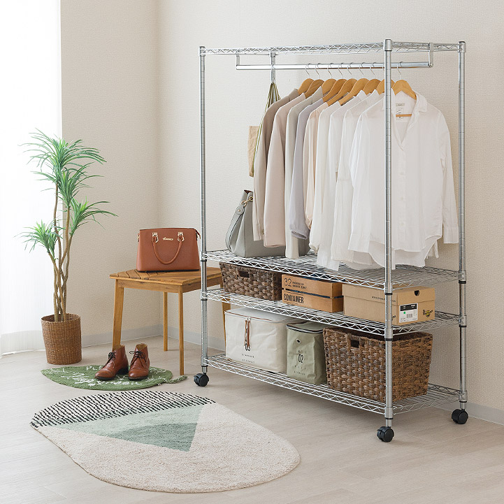 楽天市場】【お買い得セット】ハンガーラック ワードローブ 棚4段