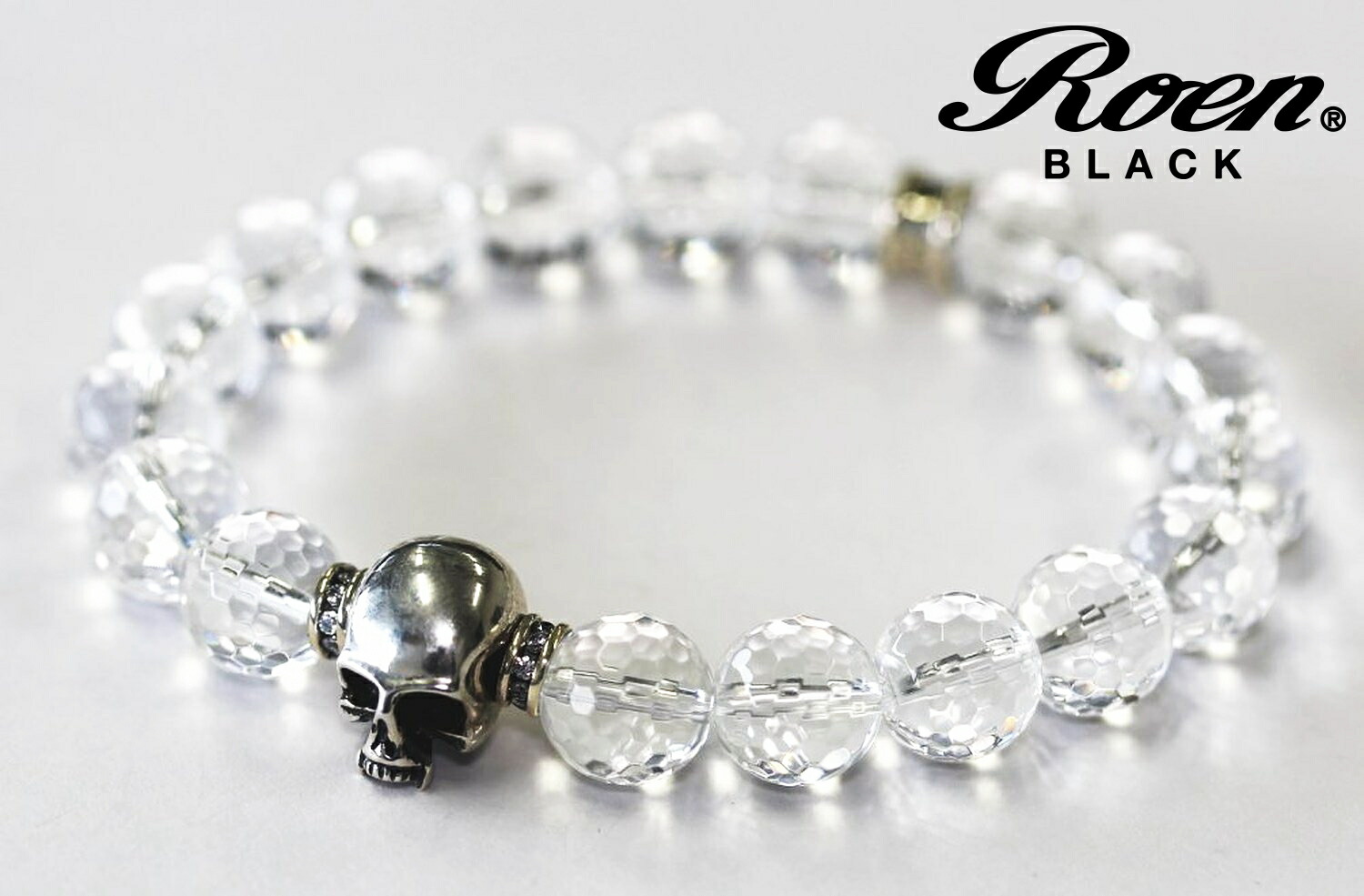 楽天市場】NET限定 RoenBLACK ロエン クリスタル スカル ブレスレット