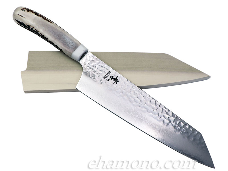 楽天市場】V金10号ダマスカス33層鎚目 剣型牛刀（切付牛刀）190 鹿角