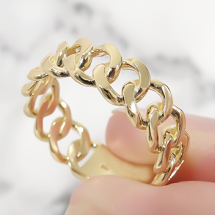 楽天市場】K18YG チェーンモチーフ リング【送料無料】【代引手数料