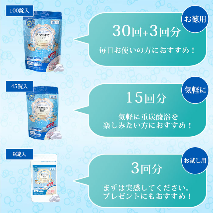 楽天市場】薬用リカバリータブ Recovery Tab 入浴剤 100錠 45錠 9錠