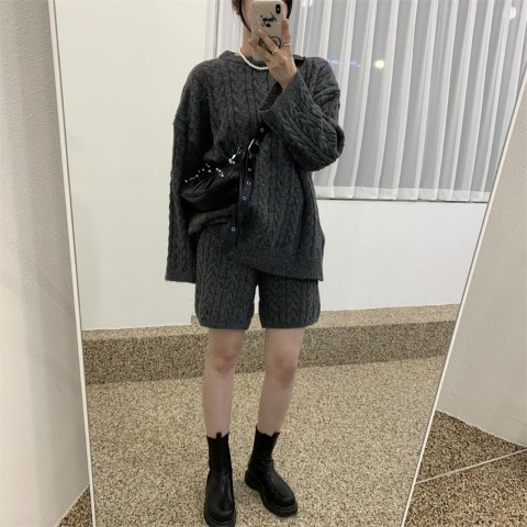 楽天市場】カジュアル セーター＋ショートパンツ ニット セットアップ