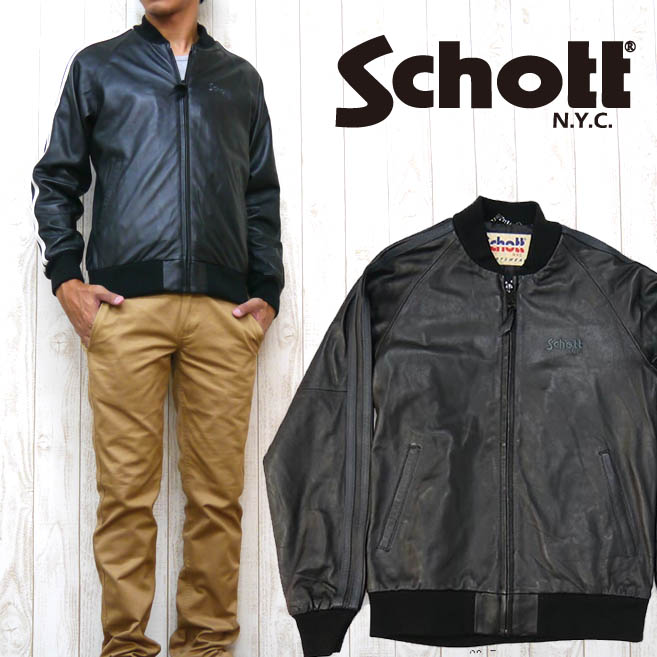 楽天市場】ショット Schott ラムレザー トラックジャケット 2 ライン