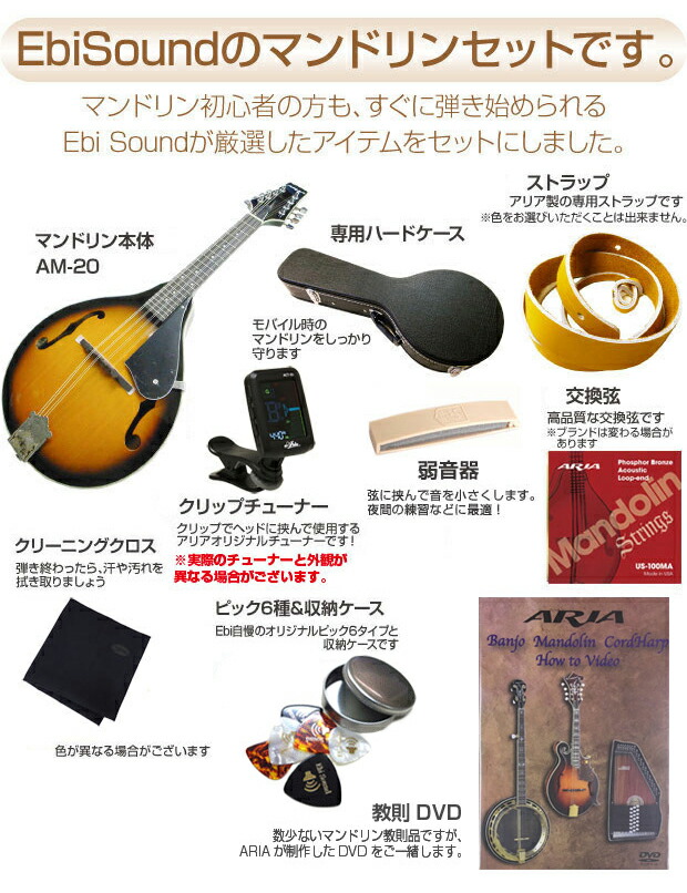楽天市場】マンドリン ARIA アリア AM-20 初心者 10点セット フラット