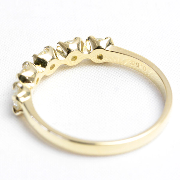 楽天市場】K18 ダイヤモンド リング 0.5ct 0.5カラット 5石 H&C SI