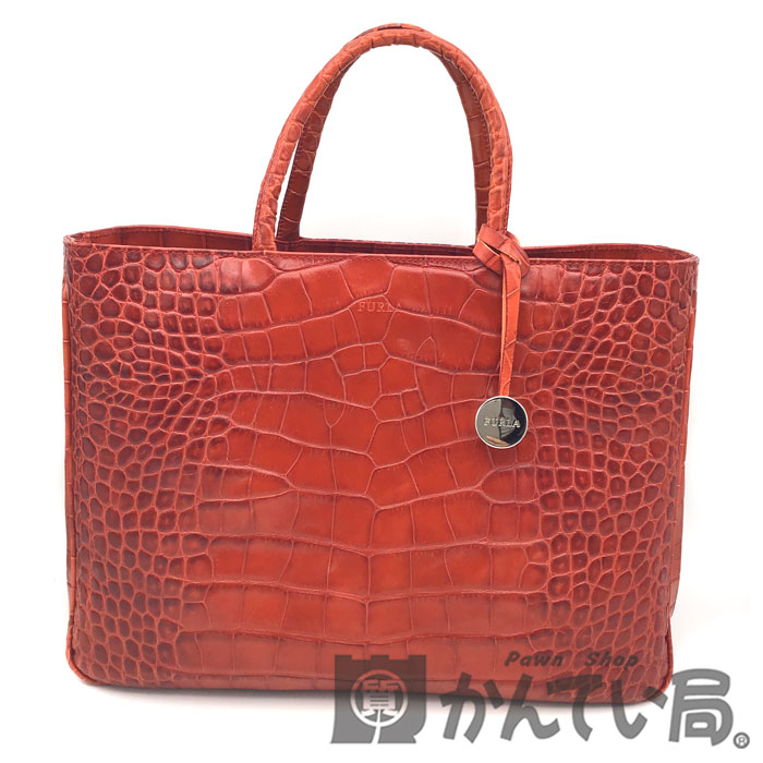 楽天市場】【中古】FURLA(フルラ) クロコ型押し 2WAYトートバッグ