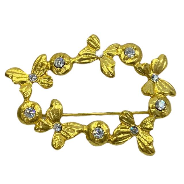 YVES SAINT LAURENTイブサンローラン ブローチ 葉っぱ ゴールド YVES