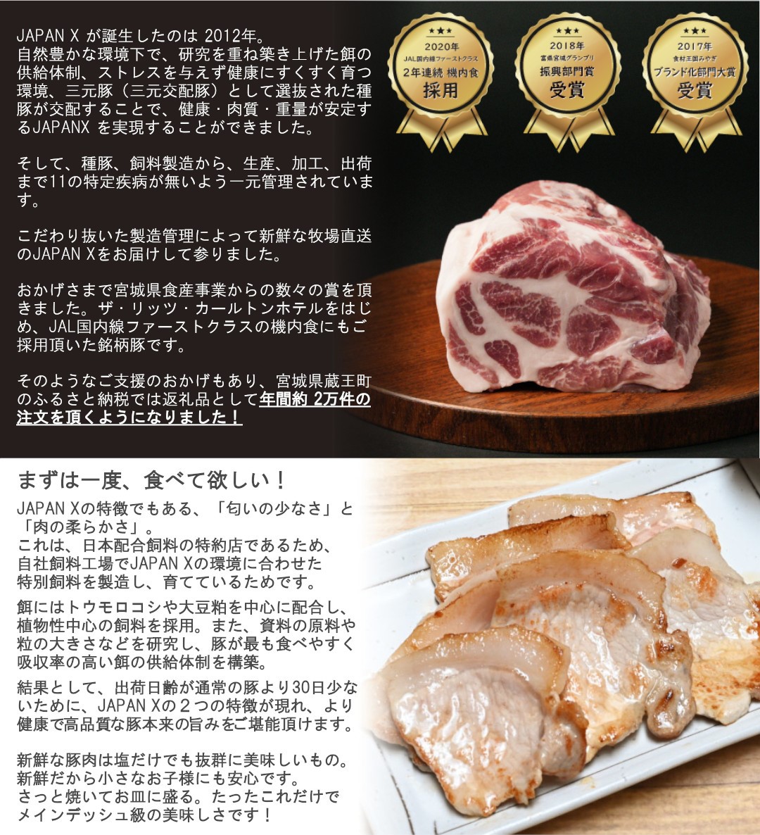 楽天市場】【ふるさと納税】豚肉『JAPANX』3種・2,070g詰合せ「蔵王