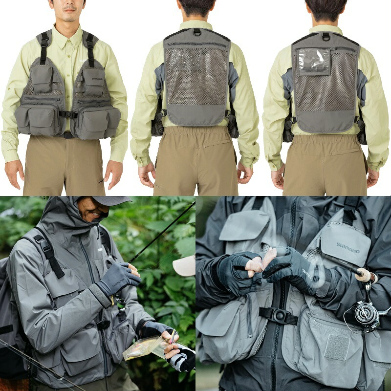 楽天市場】シマノ VE-066V ストリームメッシュベスト グレー : 釣具のFTO