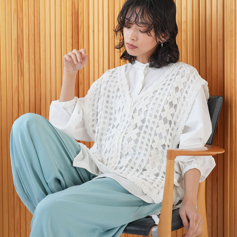 楽天市場】【18%OFFクーポン☆】レディース ベスト かぎ針ベスト V