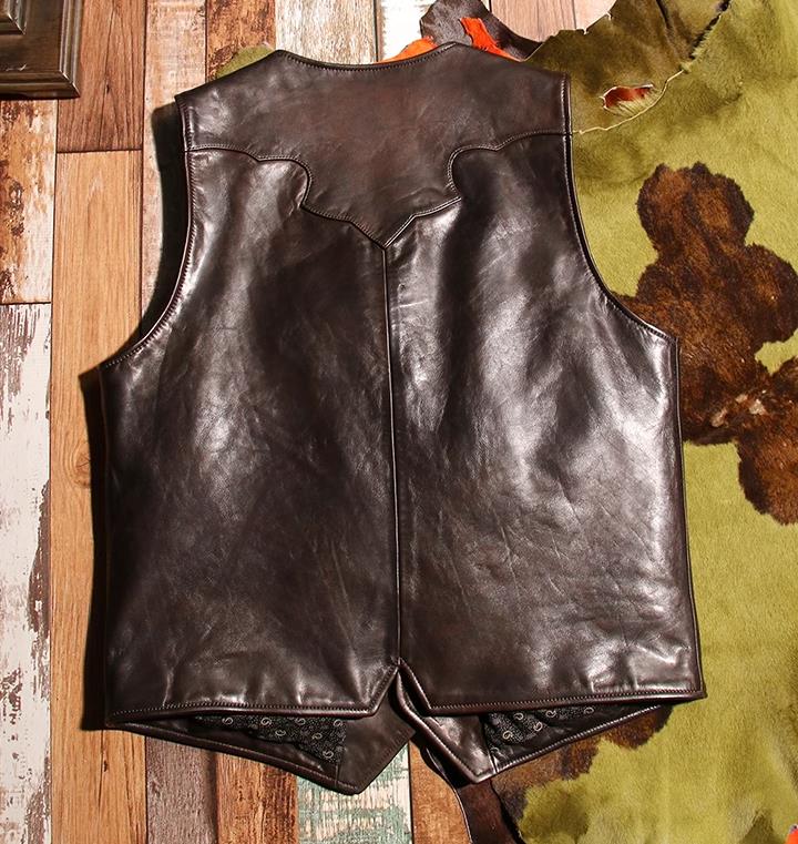楽天市場】本革ベスト レザーベスト 馬革 濃い茶色ホーススキン メンズ