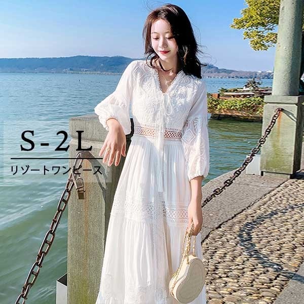 楽天市場】リゾートワンピース リゾートワンピ ハワイ 白ワンピース