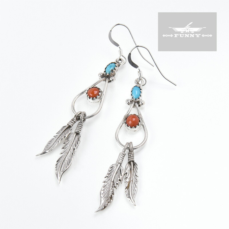 楽天市場】ナバホ フェザー ピアス ターコイズの通販