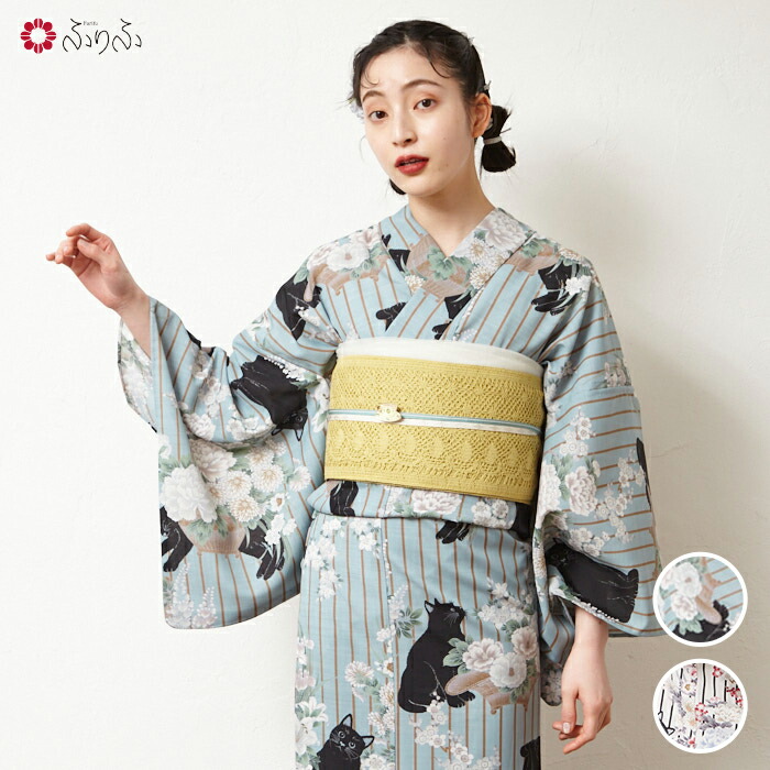 楽天市場】【ポイント2倍】浴衣単品「 花猫籠 」公式 ふりふ 日本製
