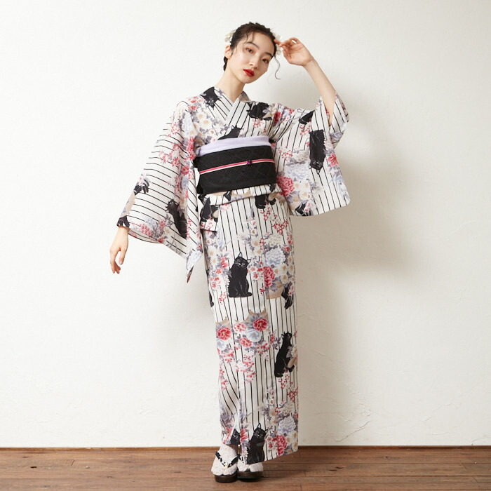 楽天市場】【ポイント2倍】浴衣単品「 花猫籠 」公式 ふりふ 日本製