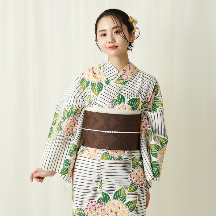 楽天市場】単品 浴衣 「あじさいボーダー」公式 ふりふ オリジナル