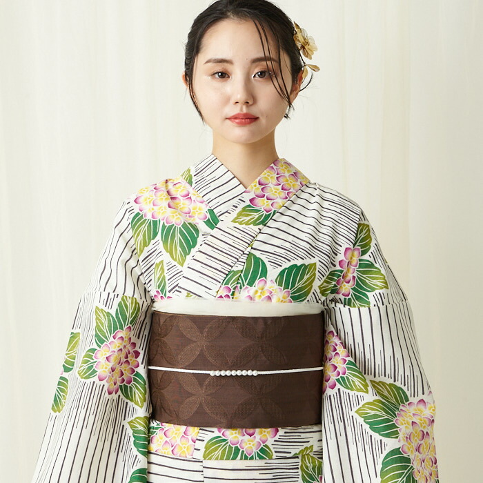 楽天市場】単品 浴衣 「あじさいボーダー」公式 ふりふ オリジナル
