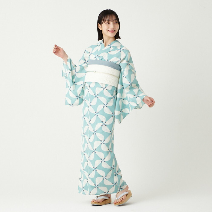 楽天市場】浴衣単品「 風車 」公式 ふりふ ゆかた 大人 水色 ブルー 白