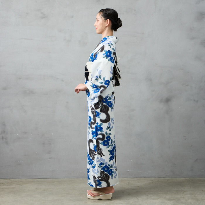 楽天市場】【ポイント2倍】浴衣単品「 水墨猫 」公式 ふりふ 洗える
