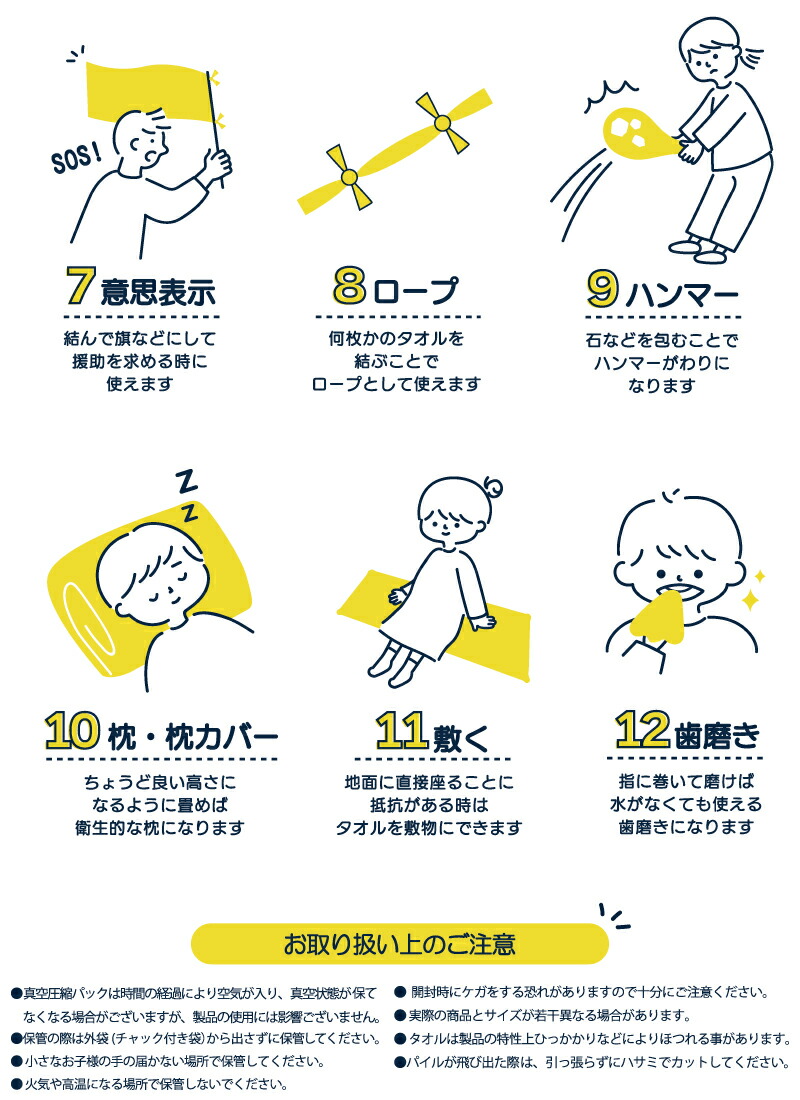 楽天市場】災害用タオル 5枚組 フェイスタオル 約34×82cm プラスタオル