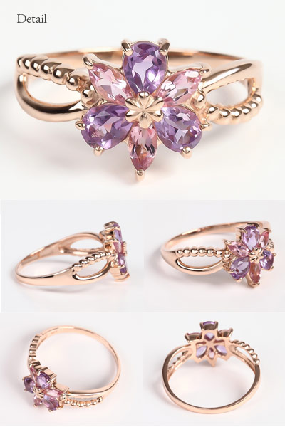 楽天市場】アメジスト ピンクトルマリン フラワー リング K10YG/PG/WG