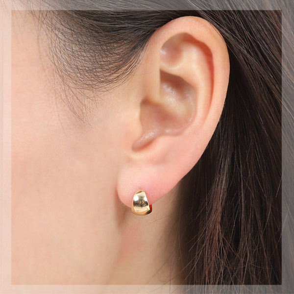 楽天市場】フープ ピアス 月甲丸 甲丸 スナップ ムーンピアス K10YG