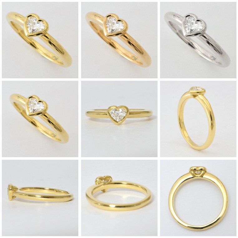 楽天市場】k18 ダイヤリング K18 ハートシェイプ 一粒ダイヤ リング