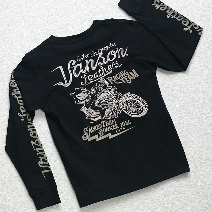 楽天市場】VANSON（バンソン）FELIX フィリックス 刺繍 ロンT ブラック