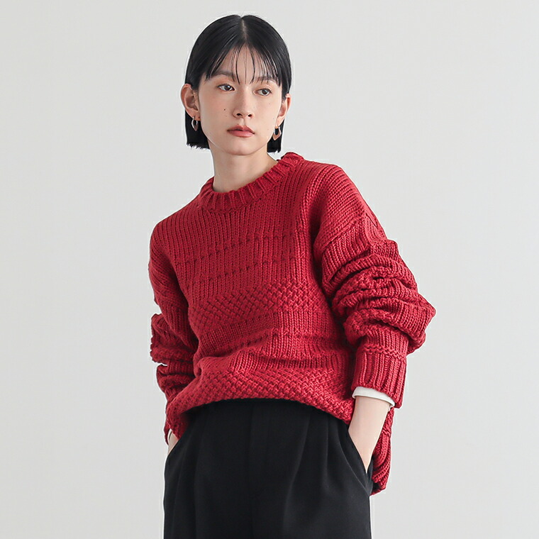 楽天市場】ランダム編み ニット トップス レディース セーター 編み目