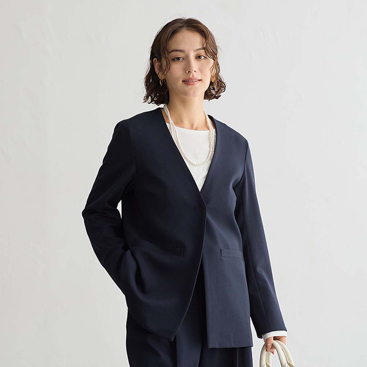 楽天市場】セットアップ 2点セット スーツ ノーカラージャケット