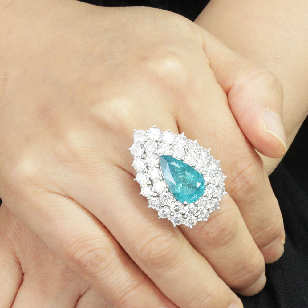 楽天市場】パライバトルマリン リング ブラジル産 ネオンブルー 7.36ct