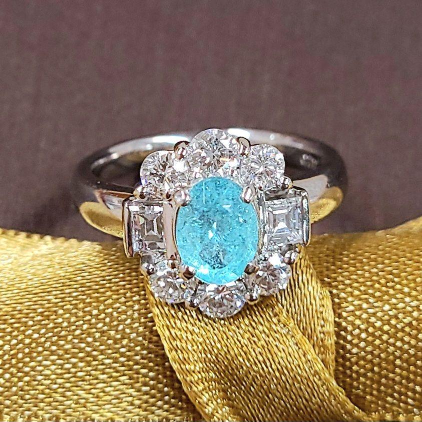 楽天市場】パライバトルマリン リング ブラジル産 0.7ct 中央宝石研究