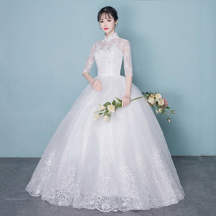 楽天市場】ウェディングドレス ハイネック【着後ﾚﾋﾞｭｰ特典】立ち襟