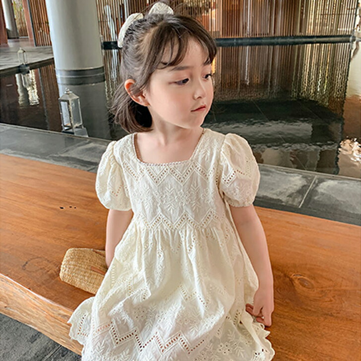 楽天市場】ベビー キッズ ワンピース 刺繍 ベビー服 パフスリーブ 半袖