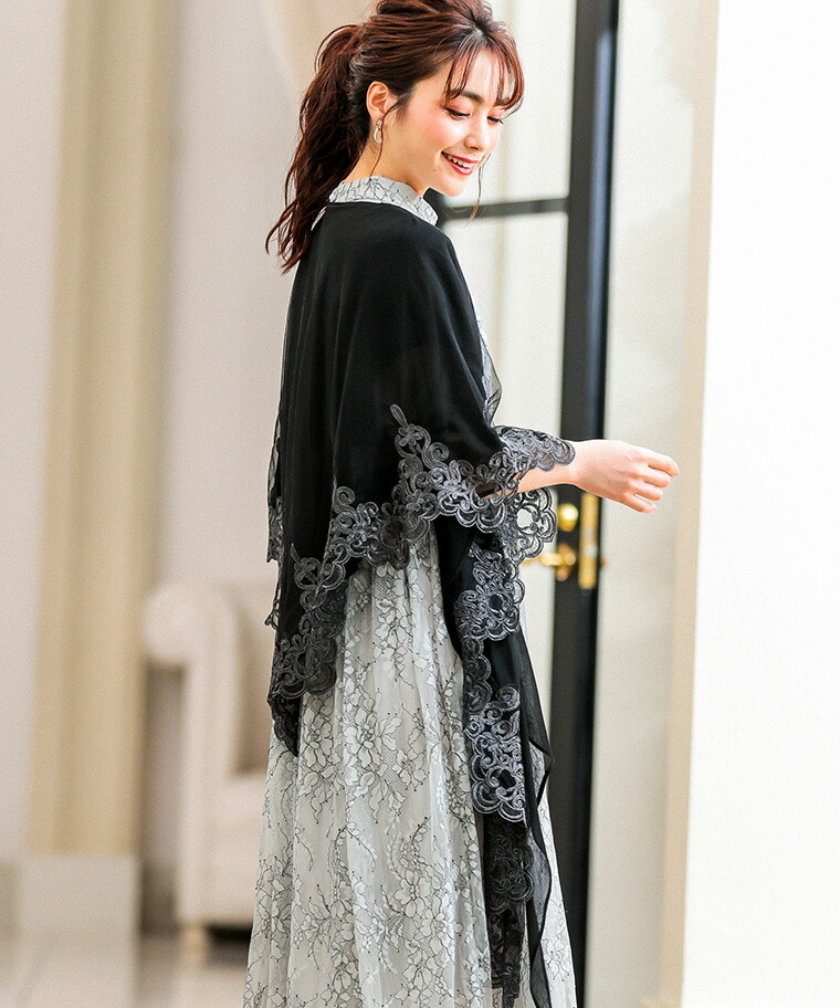 楽天市場】結婚式 袖付き ストール ショール レースストール 刺繍